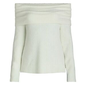 Medium ivory long sleeve over the shoulder top